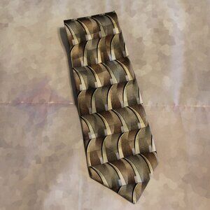Stafford Silk Tie Green/Tan/Blue/Black Half Arch Design